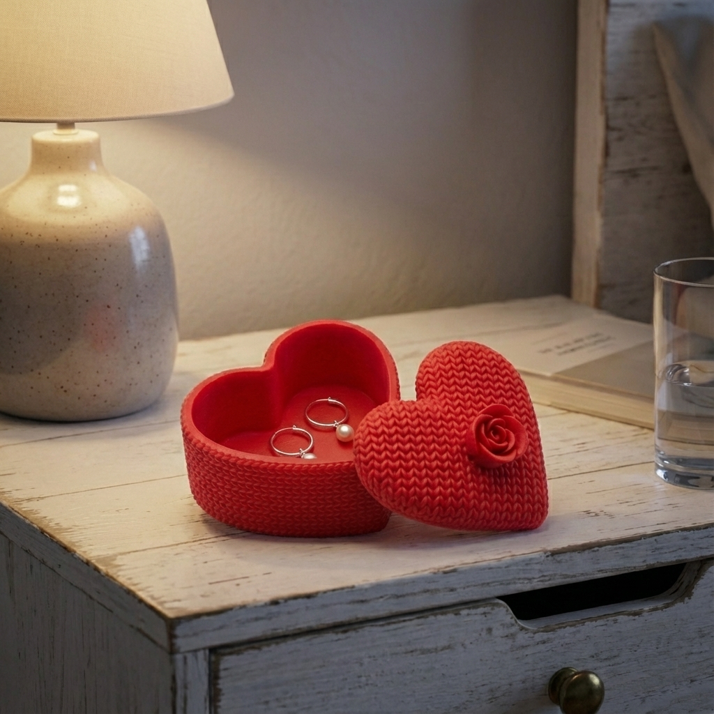 Škatlica HEART ROSE odprta – prostor za drobno presenečenje