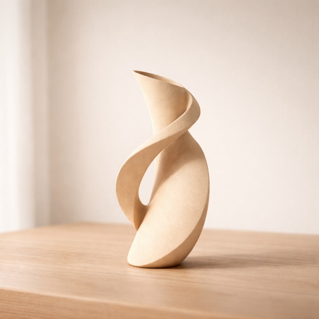 Sculptural vaza na leseni površini (1)